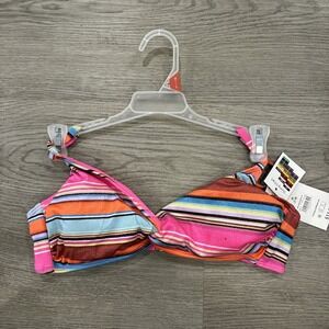 No Boundaries Juniors SIZE M 7-9 Metallic Stripe Bikini Top COLOR Lurex Stripe